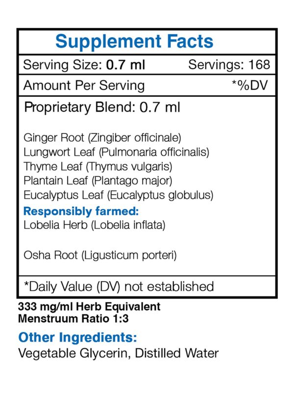 Version 1.0.0 Etiqueta del suplemento Herbal sin alcohol para respiración