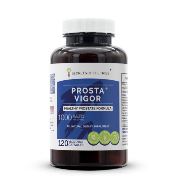Secrets of The Tribe Prosta Vigor suplemento natural para salud próstata frasco