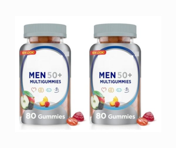 Version 1.0.0 Envase de gomitas multivitamínicas para hombres 50+