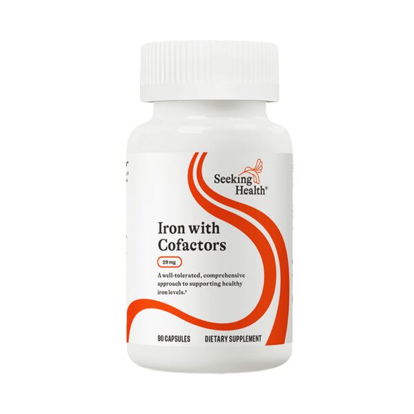 Frasco del suplemento Seeking Health Iron con cofactors
