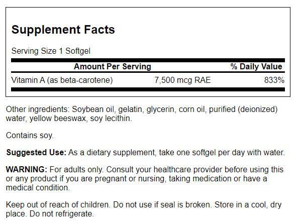 Swanson suplemento beta-caroteno vitamina a 100 cápsulas paquete 4