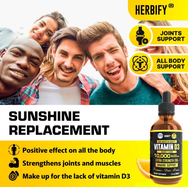 Sello de calidad y soporte de gotas vitamina D3 HERBIFY