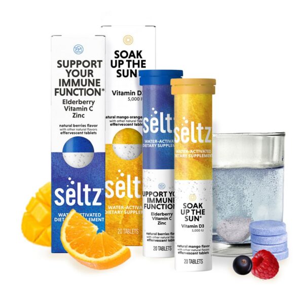 Frente del paquete Seltz D-fense & D-Light