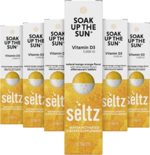Seltz Soak Up The Sun D3 efervescente mango-naranja frasco