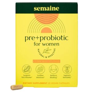 Semaine prebióticos y probióticos para salud intestinal femenina