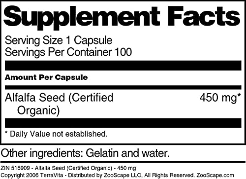 Suplemento natural semilla de alfalfa TerraVita 450mg