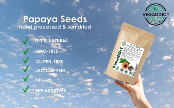 Semillas de papaya veganas sin gluten ni lactosa