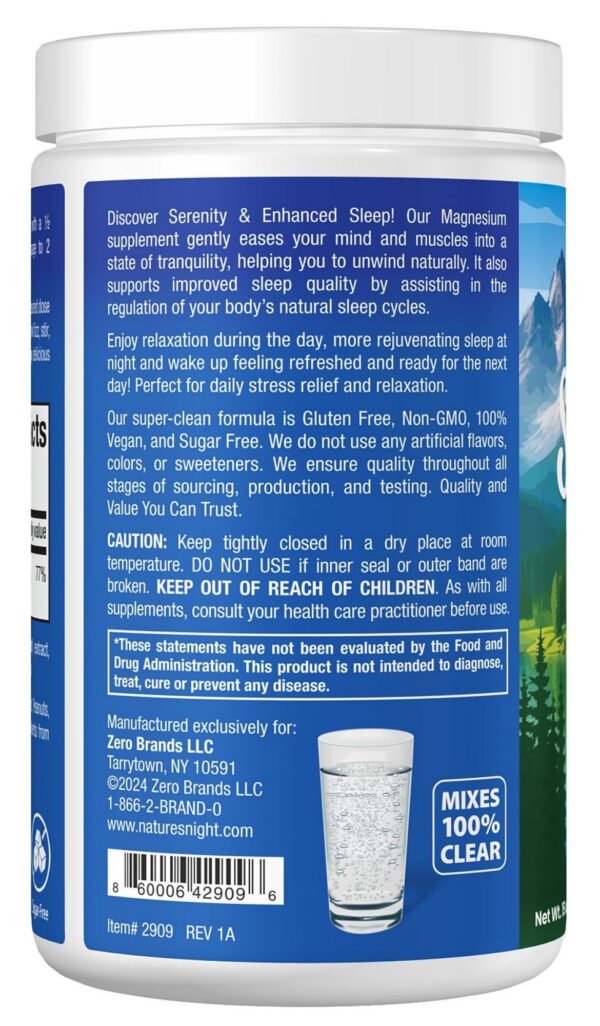 Interior del frasco Serenity, polvo de magnesio