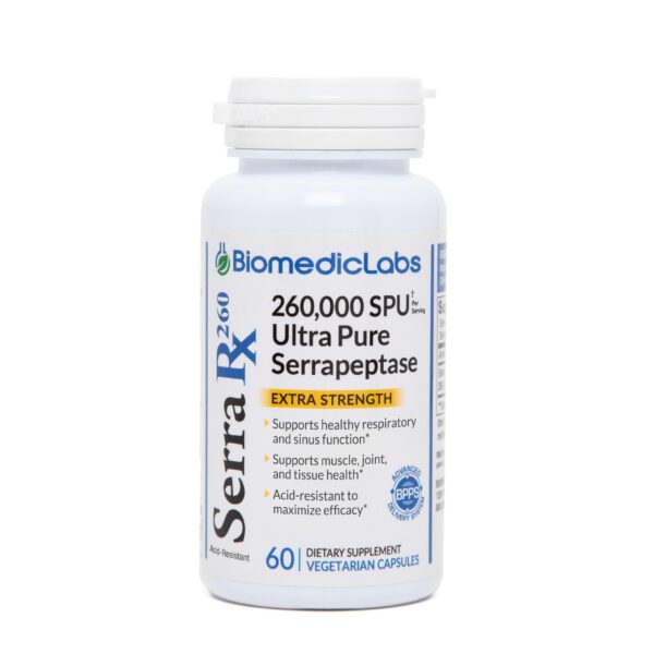 Frente del envase Serra-RX Serrapeptase 260000 SPU