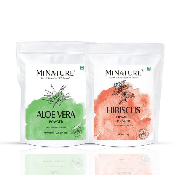 Set cuidado capilar mi Nature aloe vera y hibisco polvos