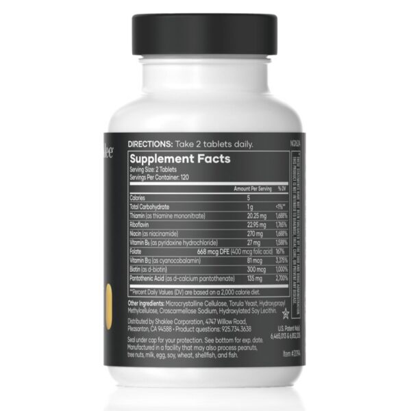 Shaklee suplemento complejo b botella vista lateral