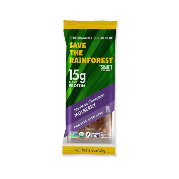 Barra SHANTI BAR vegana en empaque frontal