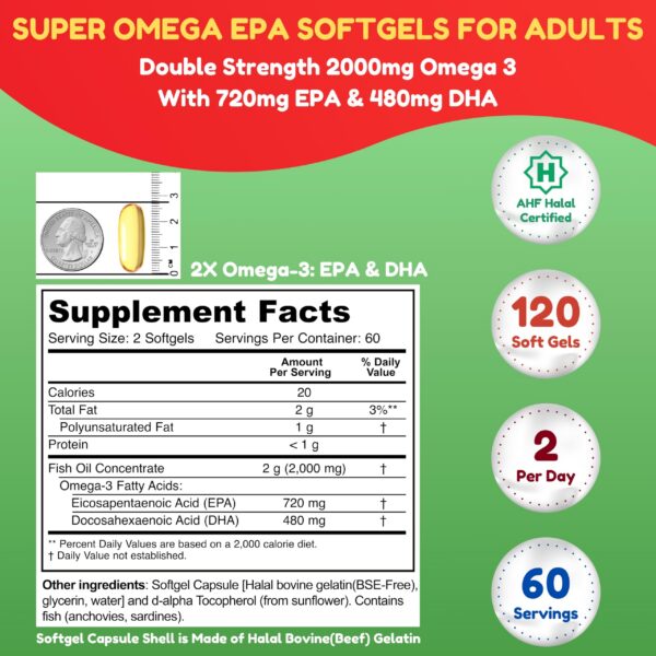 Etiqueta SHIFAA NUTRITION Omega-3 Halal Softgels