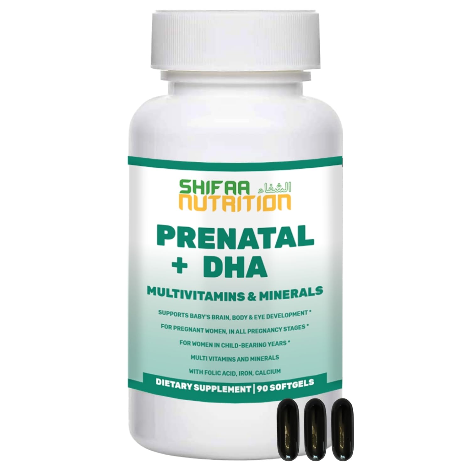 SHIFAA NUTRITION Prenatal Vitamins with DHA and Folic Acid