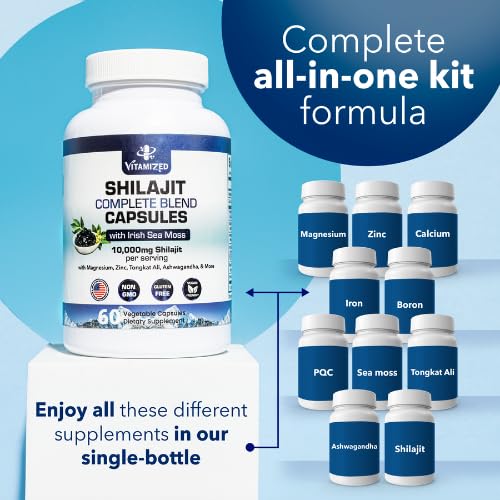 Shilajit y Ashwagandha cápsulas para soporte adrenal Vitamized