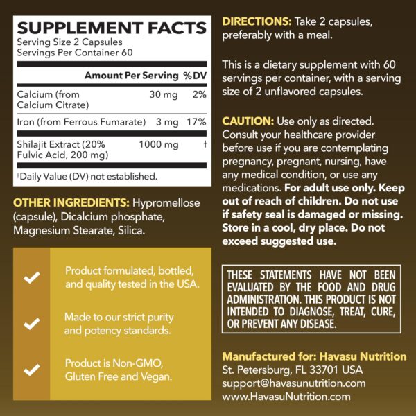 Shilajit cápsulas en frasco