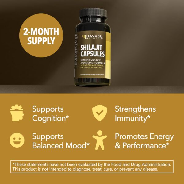 Etiqueta de Shilajit con datos de mg