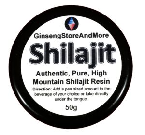 Shilajit frasco con etiqueta