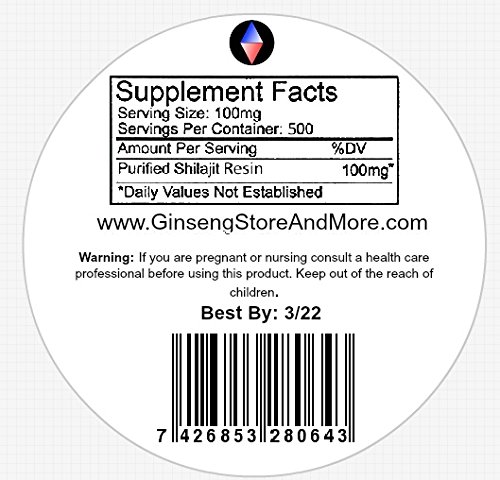 Vista lateral del envase de Shilajit