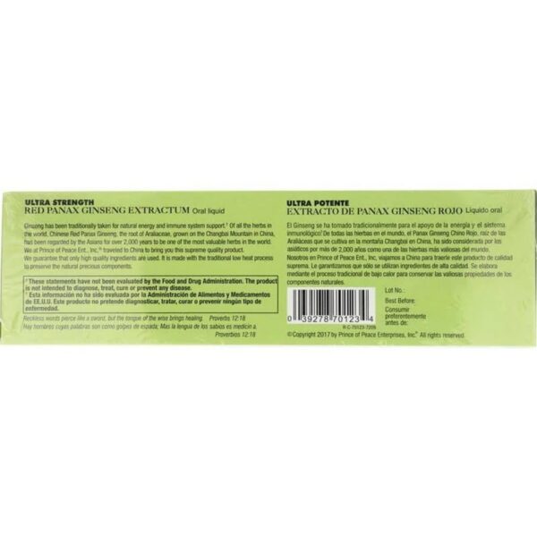 Shots de ginseng Panax rojo para energía y concentración