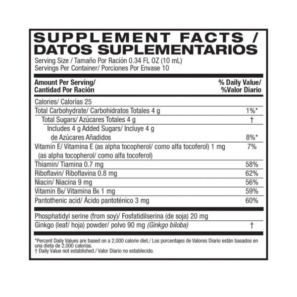 Shots memoria con ginkgo biloba y vitaminas PHARMADEL