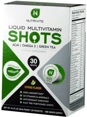 Version 1.0.0 Shots multivitaminas liquidas sabor cítrico NutriVite caja 30 unidades