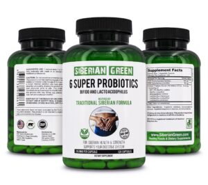 Siberian Green 6 super probióticos cápsulas para digestión saludable