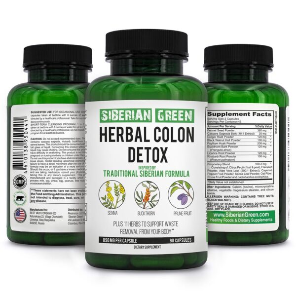 Version 1.0.0 Siberian Green Herbal detox colon 90 cápsulas envase frontal