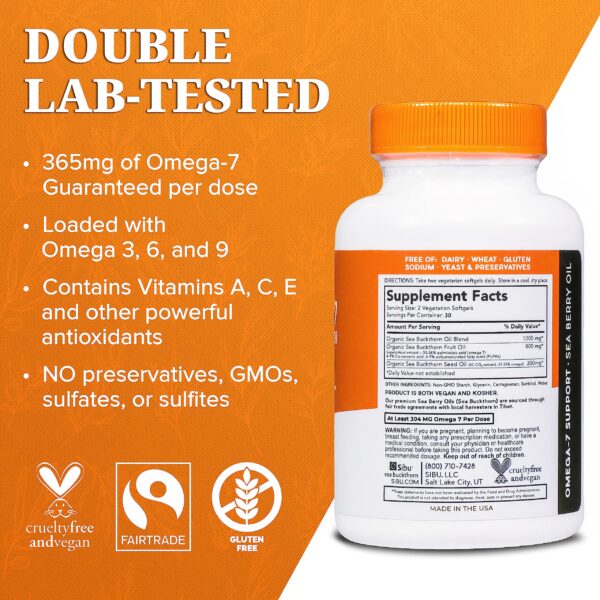 Etiqueta del envase con Omega-7 y espino amarillo