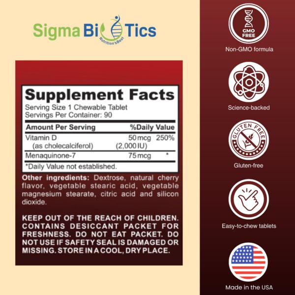 Version 1.0.0 SigmaBiotics gomitas D3 K2 envase cercana