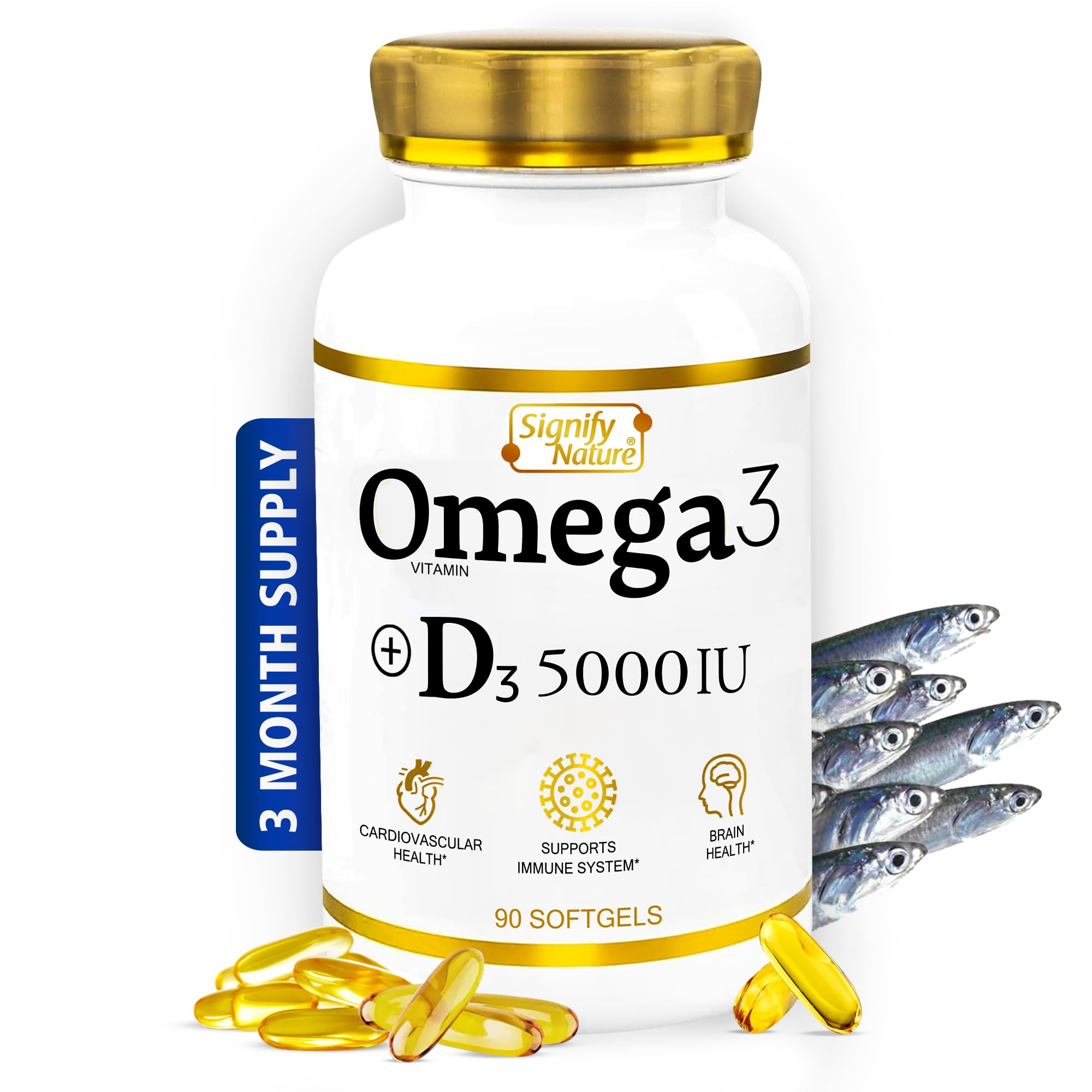 SIGNIFY NATURE Omega-3 Fish Oil with Vitamin D3, 5000 IU