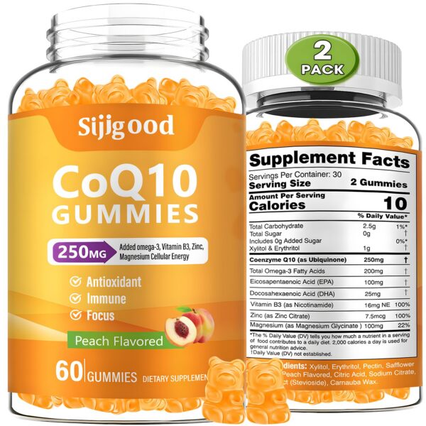 Frasco de gomitas CoQ10 sabor durazno