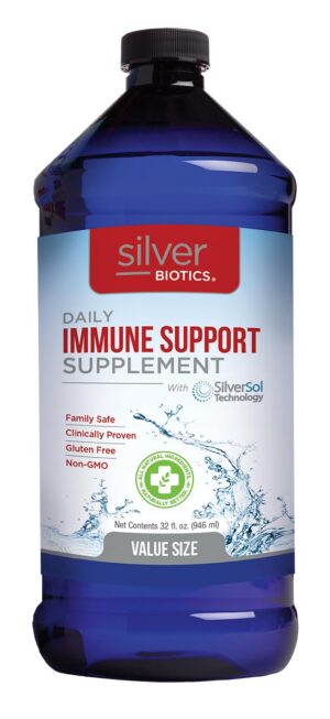 Frasco Silver Biotics con etiqueta