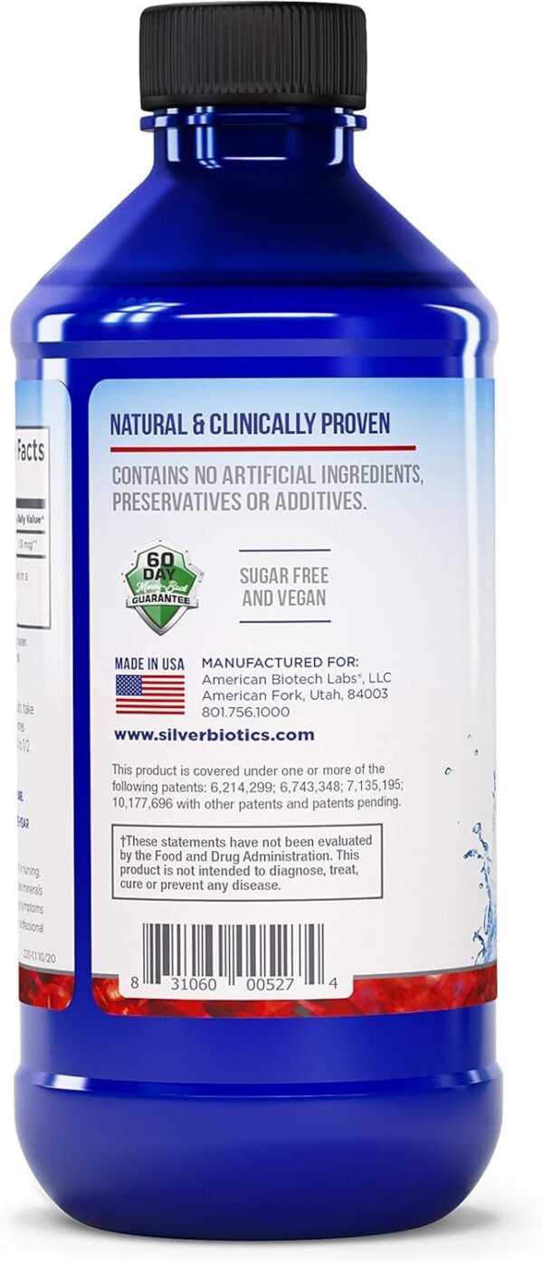 Detalle de etiqueta Silver Biotics Silversol