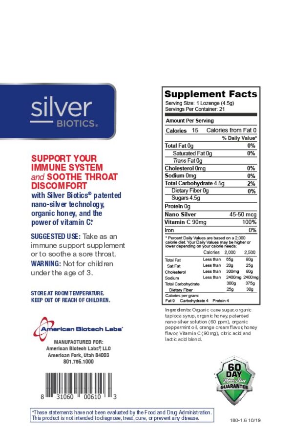 Tabletas de plata coloidal con vitamina C naranja