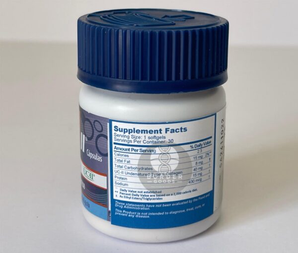 Etiqueta frontal del suplemento FX UCII Collagen