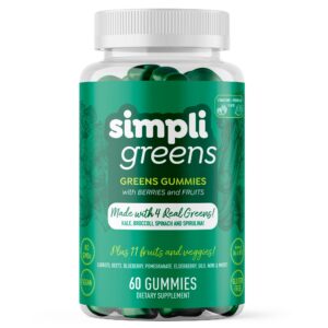 Frasco frontal de SIMPLI GREENS Gomitas veganas de superalimentos