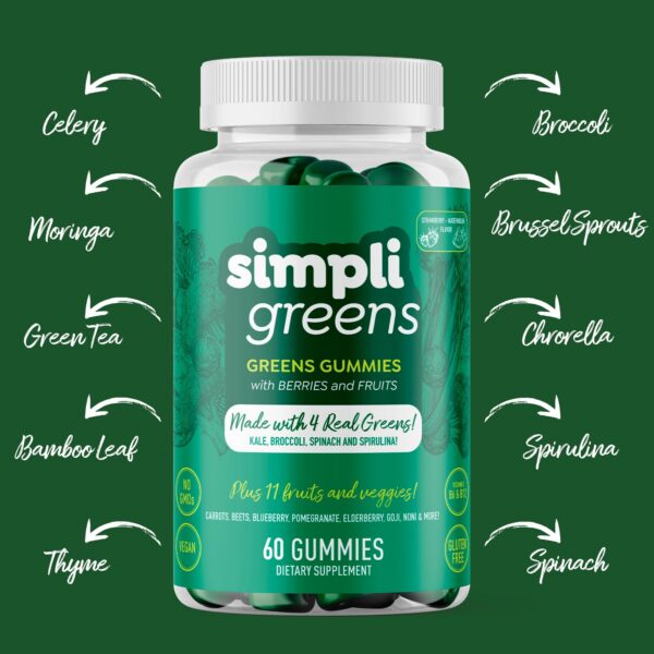 Frasco de gomitas SIMPLI GREENS vista lateral