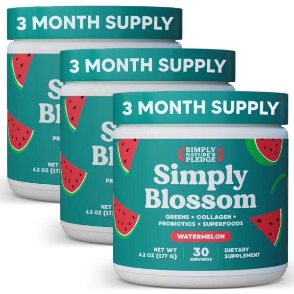 Simply Blossom Daily Greens polvo superalimentos sabor sandía envase