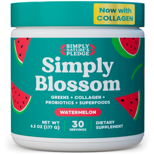 Simply Blossom Daily Greens polvo superalimentos sabor sandía envase
