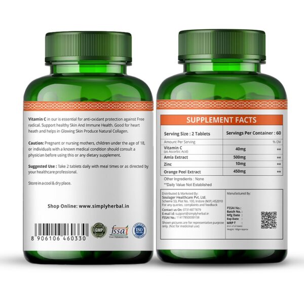 Vista frontal de la caja Simply Herbal vitamina C