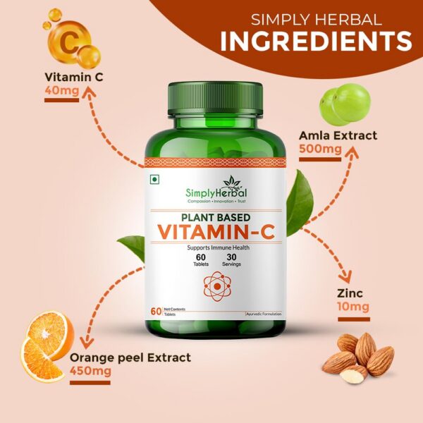 Frasco de Simply Herbal vitamina C tableta