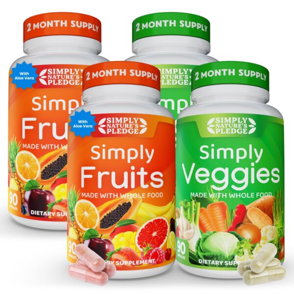 Simply Nature's Pledge suplemento con 42 frutas y verduras en cápsulas