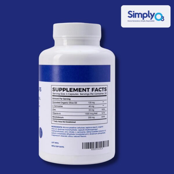 Simply O3 Aceite de oliva ozonado etiqueta lateral