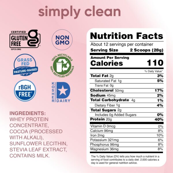 Etiqueta de Simply tera's puro whey chocolate