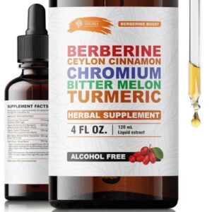 Botella de suplemento líquido SIRUNES Berberine Boost con ingredientes naturales