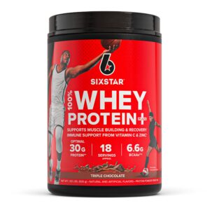 Frente del envase Six Star Whey Protein Plus