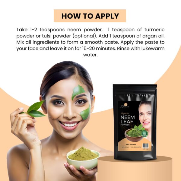 SKINCARE SUNDAY Polvo de hoja de neem orgánico en uso