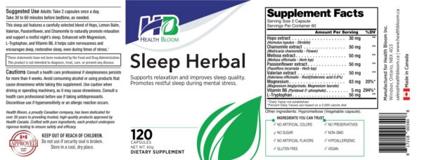 Sleep Herbal Health Bloom suplemento vitaminas minerales