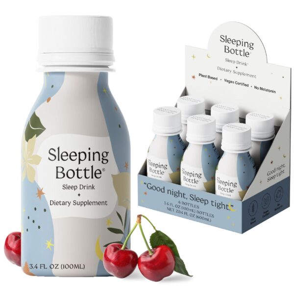 Sleeping Bottle bebida para dormir sabor cereza paquete de 6